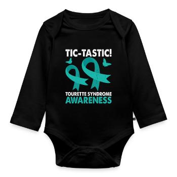 Mois de la sensibilisation au syndrome de Gilles de la Tourette Tic-tastic, - Body Bébé bio manches longues - noir - Devant