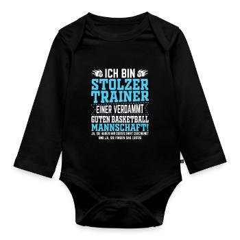Basketball Trainer Mannschaft Geschenk - Baby Bio-Langarm-Body - Schwarz - Vorne