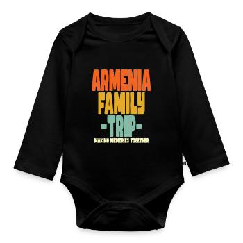 Armenia Family Trip Urlaub - Baby Bio-Langarm-Body - Schwarz - Vorne
