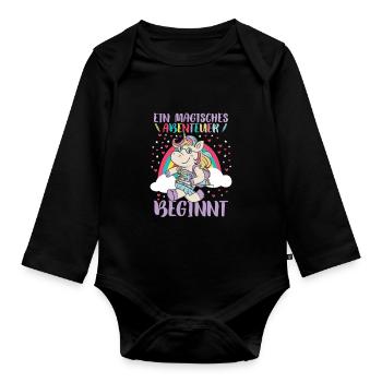 Kita Kindergarten Grundschule Einschulung - Baby Bio-Langarm-Body - Schwarz - Vorne
