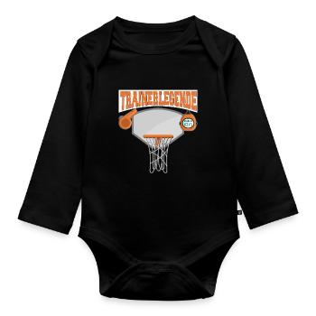 Trainerlegende Basketball Sport - Baby Bio-Langarm-Body - Schwarz - Vorne