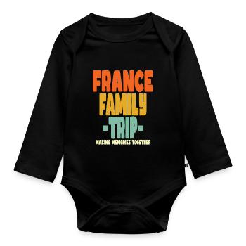France Family Trip Holidays - Organic Longsleeve Baby Bodysuit - black - Front