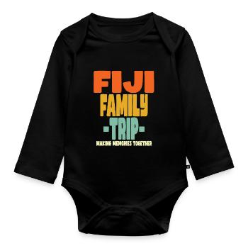 Fidji Vacances en famille - Body Bébé bio manches longues - noir - Devant