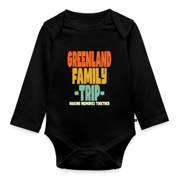 Greenland Family Trip Urlaub - Baby Bio-Langarm-Body - Schwarz - Vorne