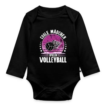 Volleyball - Baby Bio-Langarm-Body - Schwarz - Vorne