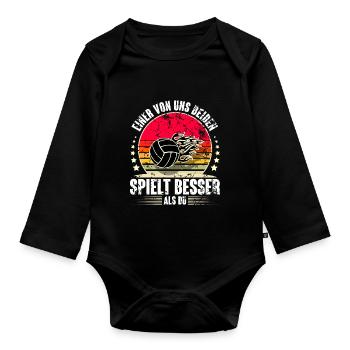 Volleyball - Baby Bio-Langarm-Body - Schwarz - Vorne