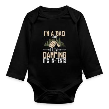 Ich bin Vater und ich liebe Camping - Baby Bio-Langarm-Body - Schwarz - Vorne