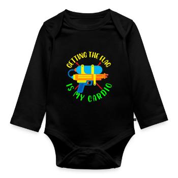 Getting the flag is my cardio | Laser tag player - Organic Longsleeve Baby Bodysuit - black - Front