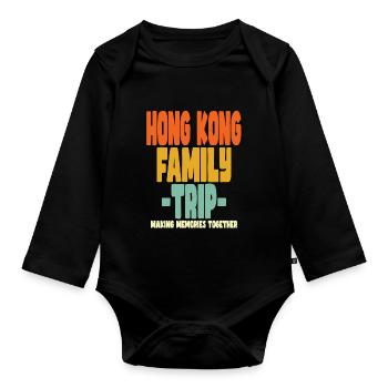 Hong Kong Family Trip Urlaub - Baby Bio-Langarm-Body - Schwarz - Vorne