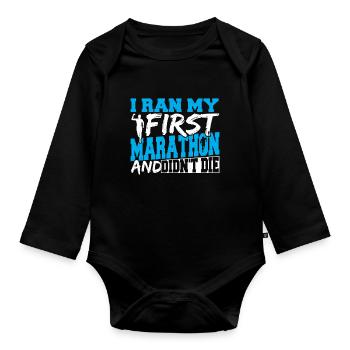 J’ai couru mon premier marathon et je ne l’ai pas fait - Body Bébé bio manches longues - noir - Devant