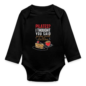 Pilates Pies And Lattes Kuchen Kaffee - Baby Bio-Langarm-Body - Schwarz - Vorne