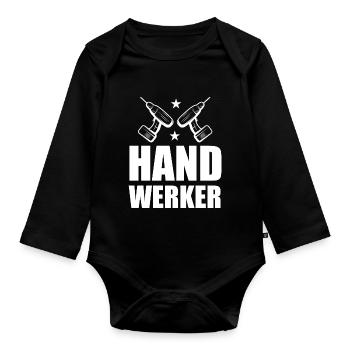 Handwerker Handyman Handwerk Werkzeug Baustelle - Baby Bio-Langarm-Body - Schwarz - Vorne