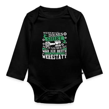 KFZ Mechaniker Sprüche Werkstatt - Baby Bio-Langarm-Body - Schwarz - Vorne