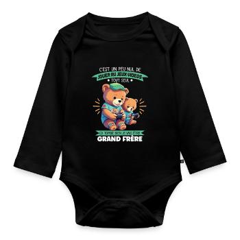 Futur Grand Frère Gamer Annonce Grossesse Drôle - Body Bébé bio manches longues - noir - Devant
