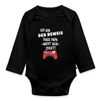 baby ich bin der beweis papa - Baby Bio-Langarm-Body - Schwarz - Vorne