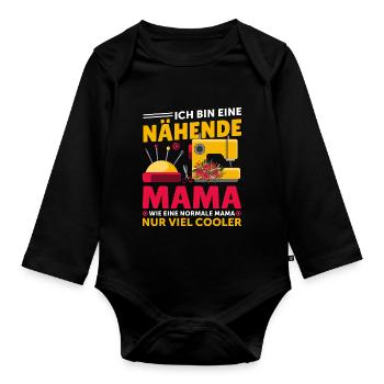 Näherin Mama Muttertag Geschenkidee - Baby Bio-Langarm-Body - Schwarz - Vorne