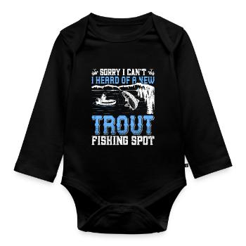 Funny Fishing Men Women - Baby Bio-Langarm-Body - Schwarz - Vorne