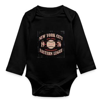 Typographie de baseball - Body Bébé bio manches longues - noir - Devant