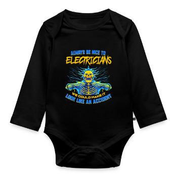 Électricien cadeau amusant pour ingénieur électricien - Body Bébé bio manches longues - noir - Devant