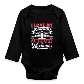 Love Avion aviation - Body Bébé bio manches longues - noir - Devant