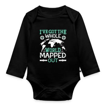 Cartographers - Organic Longsleeve Baby Bodysuit - black - Front