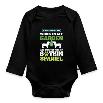 In meinem Garten arbeiten und mit meinem Boykin - Baby Bio-Langarm-Body - Schwarz - Vorne