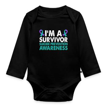 Suicide Prevention Awareness Month for - Organic Longsleeve Baby Bodysuit - black - Front