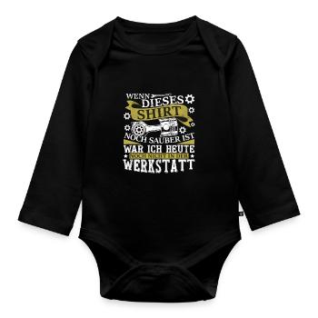 Werkstatt Outfit Automechaniker - Baby Bio-Langarm-Body - Schwarz - Vorne