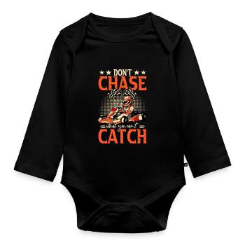 Don't Chase Can't Catch Rennkart Kartbahn Geschenk - Baby Bio-Langarm-Body - Schwarz - Vorne