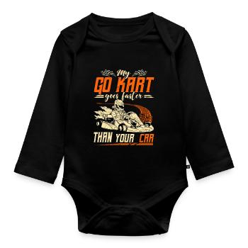 Go Kart Rennkart Motorsport Rennfahrer - Baby Bio-Langarm-Body - Schwarz - Vorne