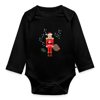 Santa Nutcracker Christmas - Organic Longsleeve Baby Bodysuit - black - Front