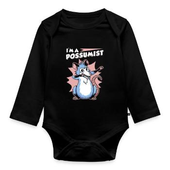 Opossum Saying - Organic Longsleeve Baby Bodysuit - black - Front