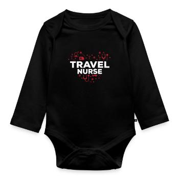 Infirmière de voyage - Body Bébé bio manches longues - noir - Devant