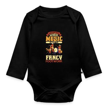 Musique de répétition de l’école clarinettiste de fanfare - Body Bébé bio manches longues - noir - Devant