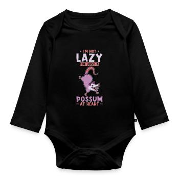 Opossum Saying - Organic Longsleeve Baby Bodysuit - black - Front