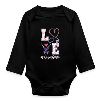 Niedliche Infusionskrankenschwester Valentinstag - Baby Bio-Langarm-Body - Schwarz - Vorne