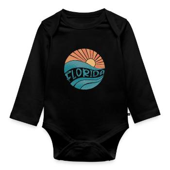 Florida - Organic Longsleeve Baby Bodysuit - black - Front