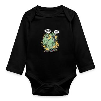 DUDE, DID YOU EAT THE LAST UNICORN? NO! - - Organic Longsleeve Baby Bodysuit - black - Front