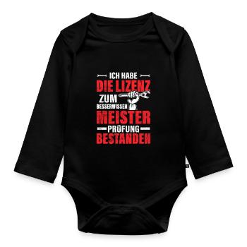 Meisterprüfung bestanden Besserwissen - Baby Bio-Langarm-Body - Schwarz - Vorne