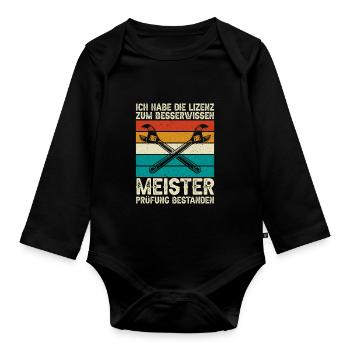 Besserwisser Meisterprüfung Geschenkidee - Baby Bio-Langarm-Body - Schwarz - Vorne