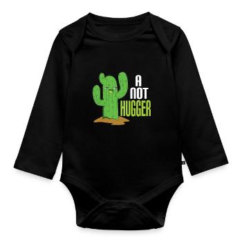 Cactus No Hug Social Distancing - Organic Longsleeve Baby Bodysuit - black - Front