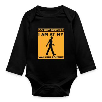 Walking Routine Fitness Design - Please Don't - Organic Longsleeve Baby Bodysuit - black - Front