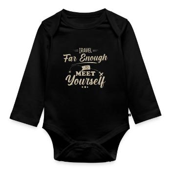 Travel Saying - Organic Longsleeve Baby Bodysuit - black - Front