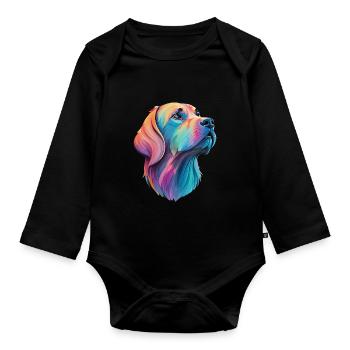 Labrador Hund - Liebevoller Vierbeiner Design - Baby Bio-Langarm-Body - Schwarz - Vorne