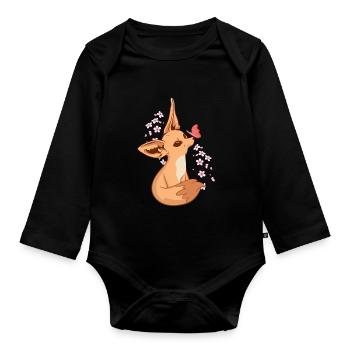 Fennek Fuchs Japanische Kirsche Fennek Füchse - Baby Bio-Langarm-Body - Schwarz - Vorne