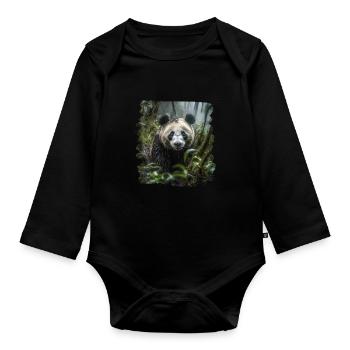 Pandas réaliste Panda Panda géant - Body Bébé bio manches longues - noir - Devant
