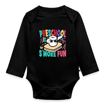 Preschool Is Smore Fun Camping Kids Dabbing Marshm - Baby Bio-Langarm-Body - Schwarz - Vorne