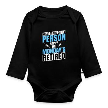 Pensioner Pension Funny - Organic Longsleeve Baby Bodysuit - black - Front