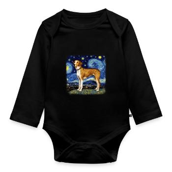 American Foxhound Van Gogh nuit étoilée - Body Bébé bio manches longues - noir - Devant