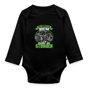 Landwirtschaft Sprüche Traktor - Baby Bio-Langarm-Body - Schwarz - Vorne